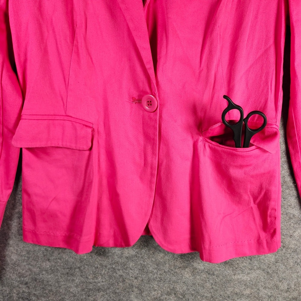 Papaya Hot Pink Button Front Blazer Jacket Women's Size Medium Classic Clueless - Picture 6 of 10